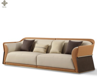 Meubles de salon de luxe haut de gamme, solution de service design tout-en-un, ensemble en cuir sélectionné, canapé multi-personnes