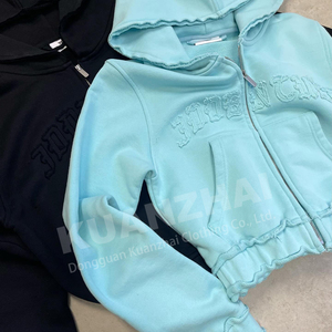 Ensemble deux pièces personnalisé pour femmes Sweat à capuche et <span class=keywords><strong>pantalon</strong></span> évasé Veste zippée <span class=keywords><strong>Pantalon</strong></span> de survêtement évasé skinny Ensemble de survêtements de <span class=keywords><strong>jogging</strong></span> - Product Image 2