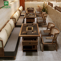 Chaises de restaurant rétro personnalisées en bois massif et rotin, écologiques, durables, pour la restauration commerciale