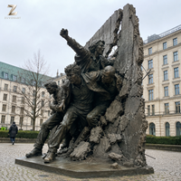 Grande statue commémorative d'extérieur en bronze représentant un événement historique, sculpture de levée de drapeau de la Seconde Guerre mondiale pour la place publique et l'art public