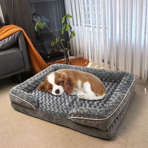Lit pour chat et <span class=keywords><strong>chien</strong></span> en peluche durable et résistant aux morsures, à motif de roses, matelas pour animaux de compagnie tout-saison pour cages à chiens - Product Image 4