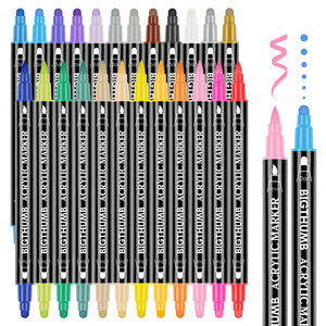 Nuovo Set di Pennarelli Acrilici Rock-Markers con Punte Reversibili, 16 Pennarelli Acrilici a Base d'Acqua Ideali per Pietra, Legno, Ceramica - Product Image 1