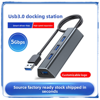 Venta al por mayor Mini USB3.0 Estación de acoplamiento de aleación de aluminio 5Gbps Multi-Port Expansion Computer Hub