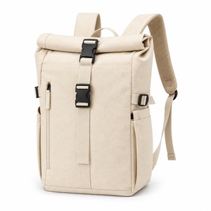 Mochila Enrollable de Lona de 12 oz con Correa de Hebilla, Bolsillo Frontal con Cierre, Logotipo Personalizado Serigrafiado, Regalo Corporativo - Product Image 1