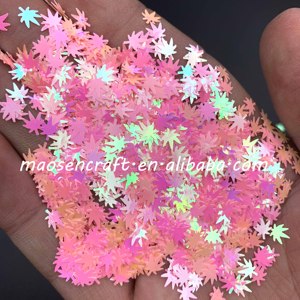 Vente d'usine à chaud, jolies paillettes en forme de mauvaises herbes rose, pour la décoration, populaire - Product Image 2