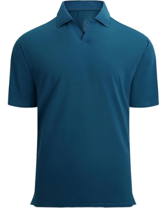 T-shirt de golf OEM uni teint pour homme, personnalisé avec logo, manches courtes, respirant, col en V, tissu jersey décontracté de haute qualité 180g - Product Image 2
