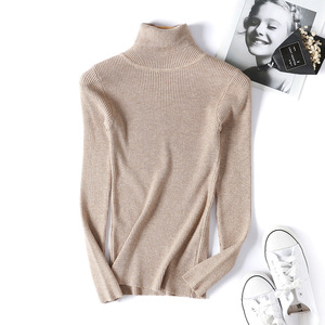 PASUXI-suéteres de cuello alto para mujer, Jersey ajustado coreano, <span class=keywords><strong>Tops</strong></span> <span class=keywords><strong>básicos</strong></span>, suéter de punto suave informal, Otoño e Invierno - Product Image 3