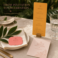 Tarjetas de Invitación para Boda Tropical, Diseño Botánico Personalizado con Hibisco, Artículos de Papel para Boda con Tarjetas RSVP de Forma Única