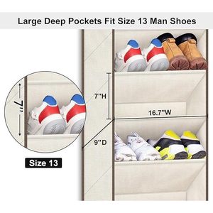 Over The Door Shoe Organizer 8 Pockets Beige Oxford Fabric Hanging <b>Storage</b> <b>Rack</b> For Closet Shoes - Product Image 3