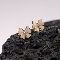 Boucles d'Oreilles Puces Papillon en Acier Inoxydable Plaqué Or 18K, Émail Coloré, Non Décolorantes, pour Usage Quotidien ou Fêtes