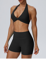 Ensemble de sport 2 pièces pour femme : Soutien-gorge de sport respirant à dos nu et short de fitness rehausseur de fessiers – Idéal pour la course et les loisirs