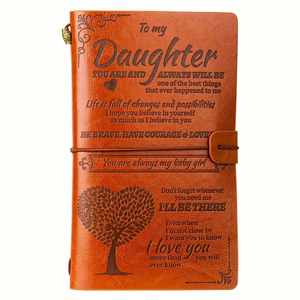 Special Daughter Gift to Mom or Dad Leather Hardcover Thermal Binding A6 140 Pages Digital Printing Writing <b>Journal</b> for Teens - Product Image 1