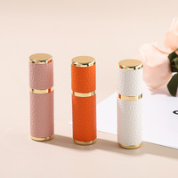 Flacons de voyage portables en verre borosilicate cylindriques en cuir de 5 ml et 10 ml, rechargeables, avec pulvérisateur à pompe pour échantillons de parfum