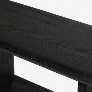 Custom Modern Style Living Room Bookshelf Open Rack Freestanding Black <b>Solid</b> <b>Wood</b> Low <b>Bookcase</b> - Product Image 4