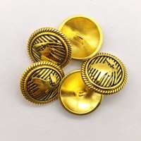 Boutons Métalliques Ronds de 23 mm à Motif Aigle Rétro en Gros, Boutons en Alliage Doré Antique pour Vêtements de Style Militaire