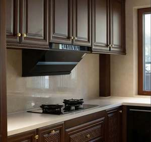 ชุดตู้ครัวแบบกำหนดเองพร้อมตู้บนบานกระจก ตู้ล่างไม้จริง และไฟในตัวสำหรับห้องครัวบ้านสมัยใหม่ - Product Image 2