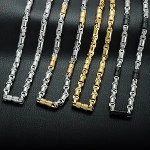 الهيب هوب مجوهرات ألمانيا الساخن بيع 18K الذهب تصفيح 6 مللي متر الفولاذ المقاوم للصدأ البيزنطية سلسلة قلادة للرجل