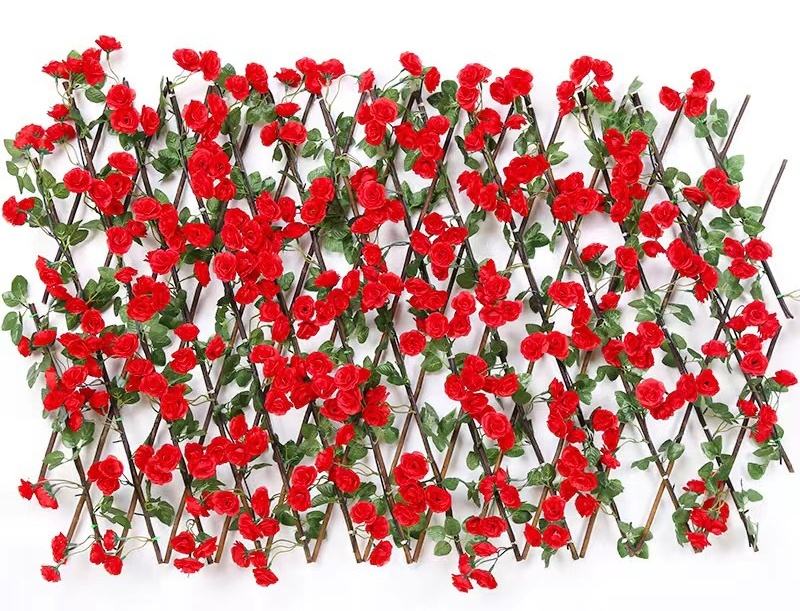 Clôture en bois épaisse rose rouge 0,7 m