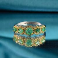 Серебряное кольцо 925 пробы, элегантное, с двухцветным покрытием и натуральным изумрудом, для женщин, на свадьбу, вечеринку, день рождения, в подарок