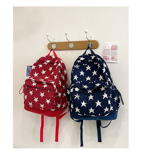 <span class=keywords><strong>Zaino</strong></span> con Logo personalizzato Vintage College <span class=keywords><strong>rosso</strong></span> con stampa a stelle rosse grande borsa per studenti universitari Casual da <span class=keywords><strong>donna</strong></span> <span class=keywords><strong>zaino</strong></span> da scuola - Product Image 4