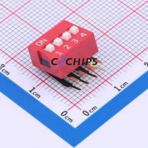 DA-04-R-T DIP Switch Switch Single Pole Single Throw 4 2.54mm 25mA - Product Image 1