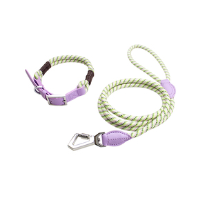 Correa ajustable de nailon para perros con patrón de puntos reflectantes y mango acolchado para perros pequeños, estilo sencillo, verde lavanda - Product Image 2