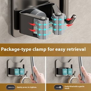 Support de rangement mural pour toilettes Support de vadrouille en métal non perforé avec pince à artefact <span class=keywords><strong>balai</strong></span> pour vaisselle - Product Image 3
