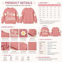 Pull cousu main personnalisé pour bébé Pull en tricot pour bébé Fleur de marguerite à la main pour bébé Gros vêtements Pull en tricot pour bébé