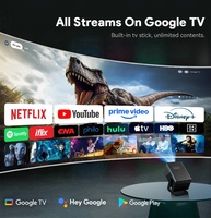 Proyector Wifi Certificado por Google-TV, Alta Luminosidad, Led 3D, Tiro Corto, Full HD 1080P 4K, Proyector para Videojuegos, Reuniones y Exteriores