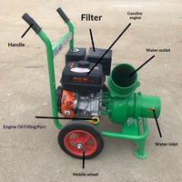 Pompa Air Diesel Tipe Troli Besi Cor 6 inci 8.5HP Pompa Sentrifugal untuk Irigasi Pertanian/Pengendalian Banjir dan Drainase