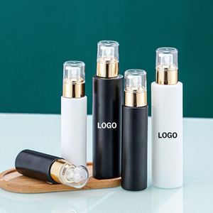Low MOQ Custom Glass Cosmetic <b>Pump</b> Bottle Black White Glass Empty Bottle with Press Spray for Skincare Products - Product Image 1
