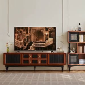 Meuble <span class=keywords><strong>TV</strong></span> de Style rétro français moyen ancien salon noir bois massif nordique ménage combinaison tiroir haut - Product Image 1