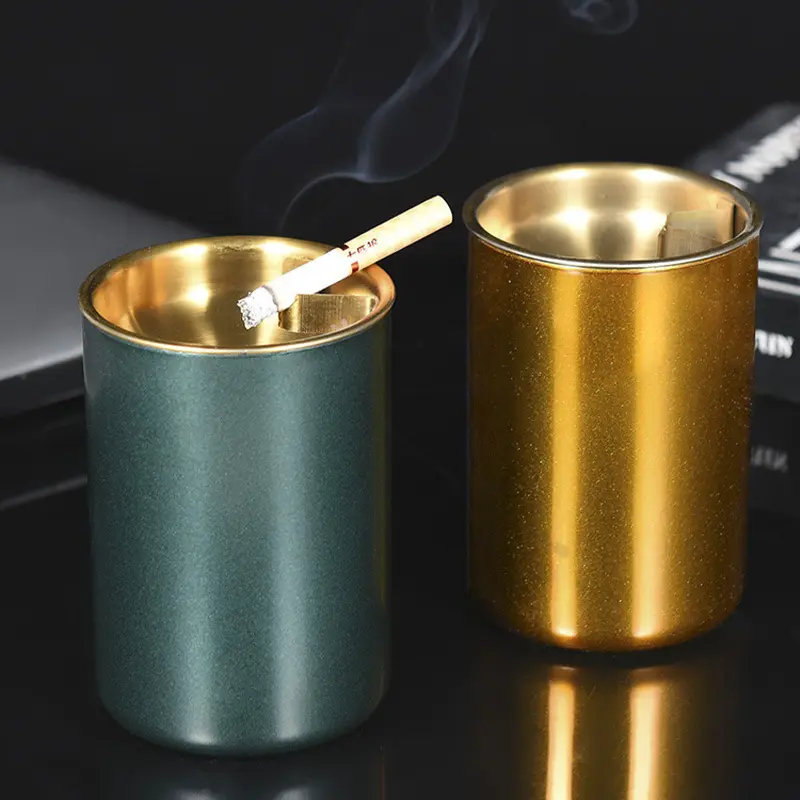 Customized Logo Detachable Metal Stainless Steel Ashtray Creative Funnel Windproof Car Ashtray Cup