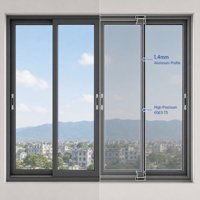 Fenêtre coulissante en aluminium, largeur de cadre 8 mm, conception à double rail pour maison, villa, appartement, balcon et projet de bâtiment commercial