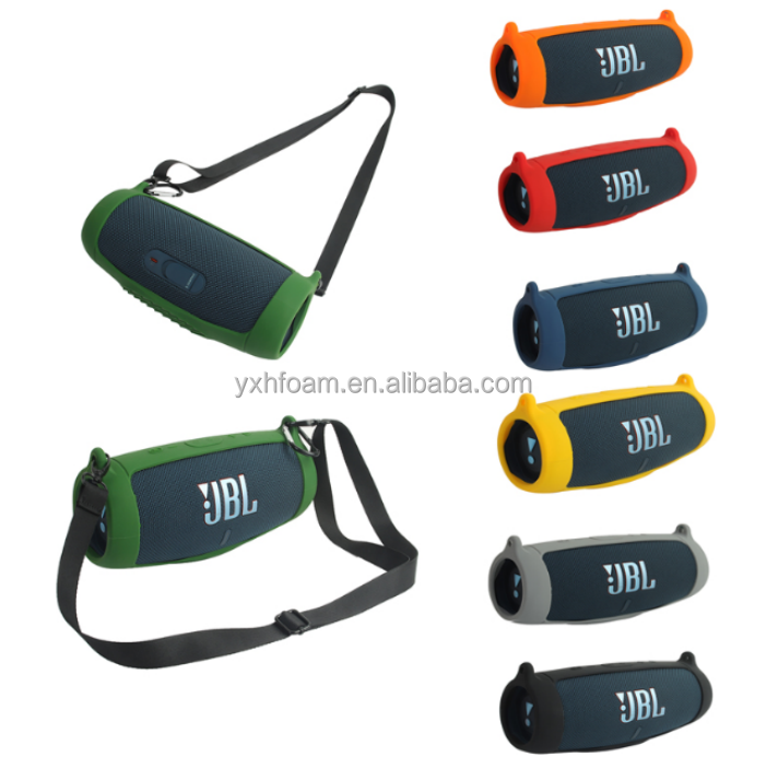 Silicone Case Cover Compatible For JBL Pulse 5, Bluetooth Speaker Protective Cover Portable Carrying Storage Bag Travel Shell Pouch Sleeve With Strap Carabiner(Case Only) (black