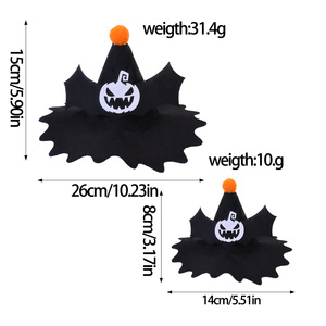 En gros, Chapeau réglable noir pour chat et chien, idéal pour l'hiver, les festivals, les fêtes, Halloween, avec motif citrouille noire, accessoire pour animaux de compagnie - Product Image 4