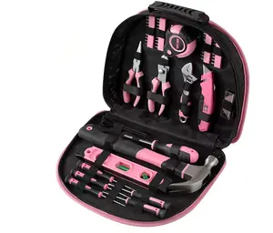 103件热卖制造商批发粉色女士工具套装促销礼品工具箱牛津包