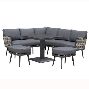AJUNION Rattan <strong>Garden</strong> <strong>Furniture</strong> Corner Sofa Patio Set Metal Outdoor <strong>Furniture</strong> with <strong>Rising</strong> Dining <strong>Table</strong> - Product Image 1