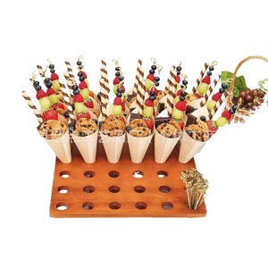 Solid Wood Storage <b>Rack</b> Square 13x13 Inch Perforated Party Sushi Tray Ice Cream Cone Stand - Product Image 3