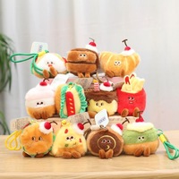 Porte-clés pendentif en peluche Kawaii en forme de pain, cadeau pour couple, jouet en peluche doux et mignon en forme de nourriture simulée, breloque gâteau d'anniversaire