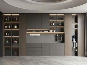 Wood Dining Cabinet Modern Eco-Friendly Household Storage Cabinet for Coffee Machine Living Room Tea <b>Water</b> & Wine Storage - Product Image 2