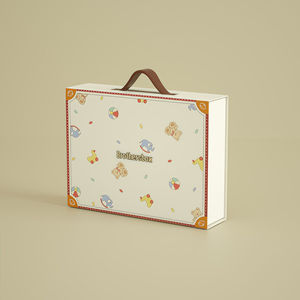 Boîte avec logo personnalisé d'usine Boîte en carton rigide recyclable au design de luxe avec poignée Emballage de vêtements jouets Boîte cadeau pour bébé <span class=keywords><strong>Valise</strong></span> - Product Image 3