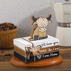 Cross-Border Popular Rugby Ball-Shaped Wooden Desktop Ornament for Valentine's Day <b>Tiered</b> <b>Tray</b> Decoration Wooden Book Stack - Product Image 3