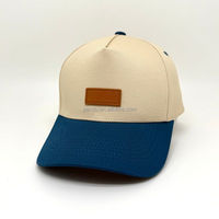 Gorra Deportiva Urbana de Alta Calidad, de Dos Tonos, de Algodón, con Etiqueta de Cuero Grabada Personalizada, Estructurada y Ajustable