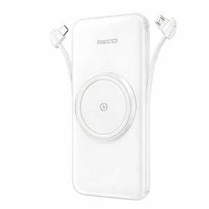 Cargador Portátil Inalámbrico RECCI RPB-N28 de 10000 mAh con Cables Integrados y Pantalla Digital - Product Image 1