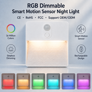 Rechargeable Motion <b>Sensor</b> Modern Square Night <b>Light</b> 5 Color Changing LED Table Lamp PIR Human Body <b>Sensor</b> Type-C - Product Image 1