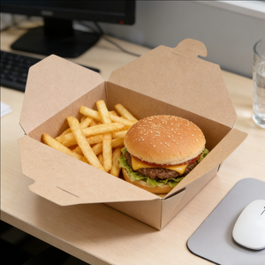 Fast Food Custom Logo 2 Compartment 350ml Takeaway Biodegradable Disposable Eco Friendly Modern Paper <b>Container</b> - Product Image 2