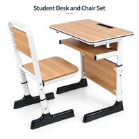 Ensemble de bureau et chaise d'école individuels réglables avec étagère de rangement ouverte pour les écoles internationales