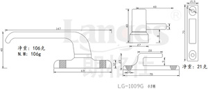 Door &amp; <strong>Window</strong> Hardware <strong>Casement</strong> Swing <strong>Window</strong> <strong>Handle</strong> ALuminum Alloy Roller <strong>Handle</strong> Lock - Product Image 5
