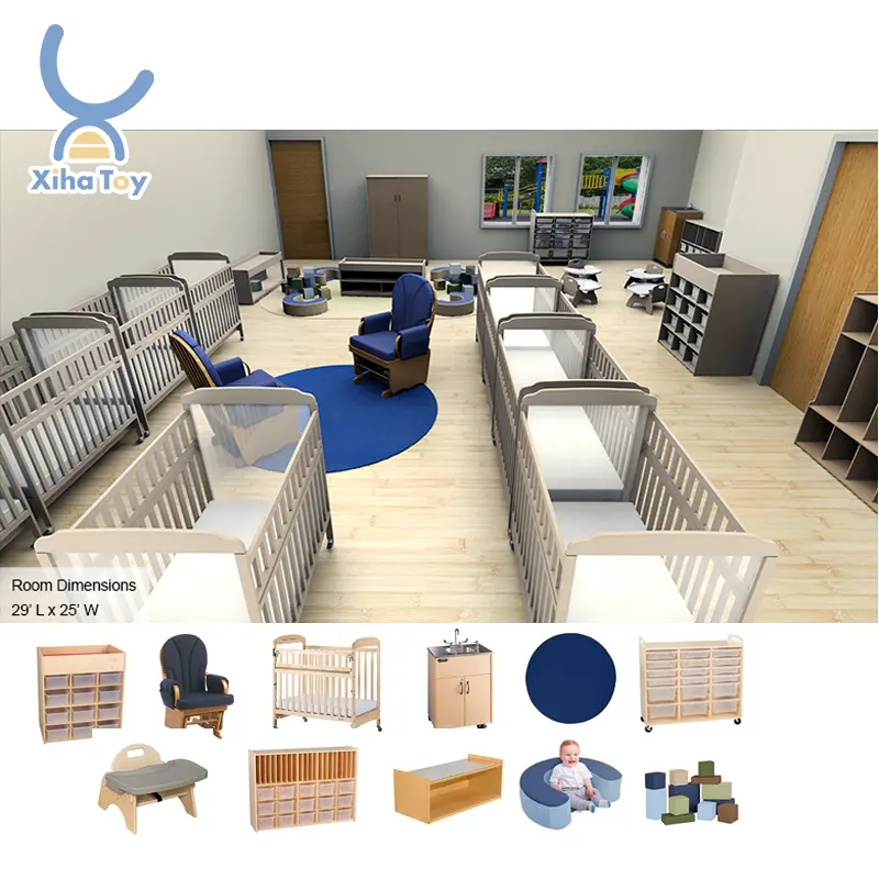 Infant Daycare Room with Cabinet Rug Changing Stations Storage Locker Whole Design Service for New Preschool Furniture Daycare